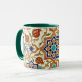 Andalusian Pomegranate & Blue Star Geometric Tile  Mok (Voorkant links)
