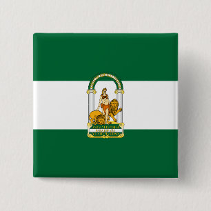 Andalusië, vlag van Spanje Vierkante Button 5,1 Cm