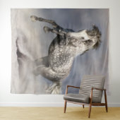 Andalusisch appelgrijs paard in beweging wandkleed (In Situ (horizontaal))