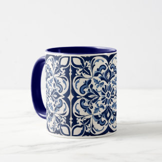 Andalusisch mozaïek, Antiek blauw, wit ontwerp Mok