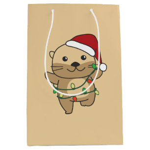 Andere Kerst Winter Dieren Vakantie Otters Medium Cadeauzakje