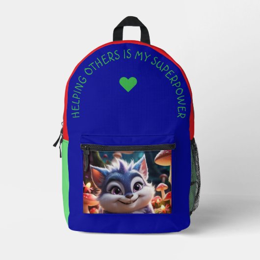 Anderen helpen is... bedrukte rugzak (Voorkant)