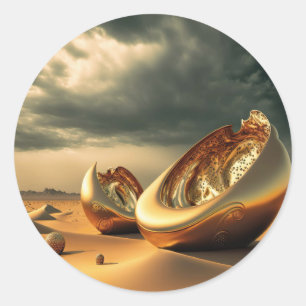 Anderewereldse relikwieën – Surrealistisch woestij Ronde Sticker