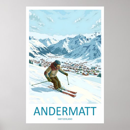 Andermatt Suisse Impression de Ski Voyage Vintage (Devant)