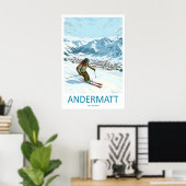 Andermatt Suisse Impression de Ski Voyage Vintage (Bureau à domicile)