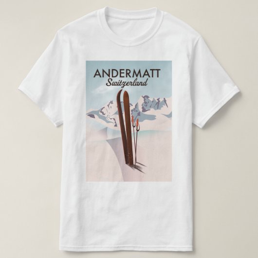 Andermatt Zwitserland ski poster reisprint. T-shirt (Design voorkant)