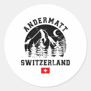Andermatt Zwitserland Ski Resort Alps Alpine Ski Ronde Sticker