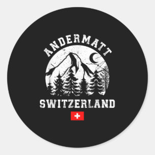 Andermatt Zwitserland Skigebied Alpen Alpineskiën Ronde Sticker