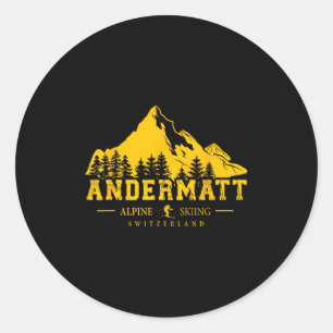 Andermatt Zwitserland Skigebied Alpineskiën Swi Ronde Sticker