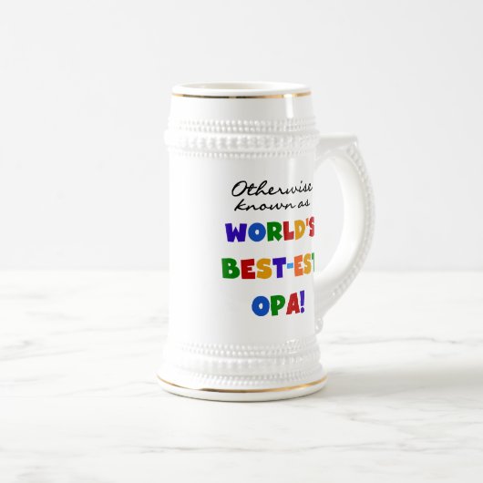 Anders Bekend als Beste Opa T-shirts en cadeaus Bierpul (Voorkant rechts)