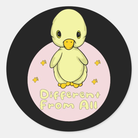 Anders dan alle Kawaii Baby Duck Yellow & Pink Ronde Sticker (Voorkant)