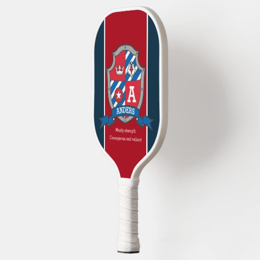 Anders letter A betekent rode blauwe knight crest Pickleball Paddle (Links)