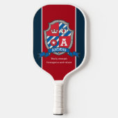 Anders letter A betekent rode blauwe knight crest Pickleball Paddle (Achterkant)