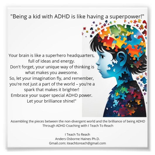 Anders OsbornePhD* Positieve ADHD Attributen Poste Foto Afdruk (Voorkant)