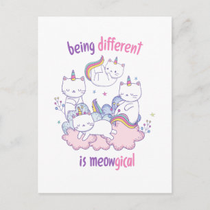 Anders zijn is meowgisch Grappige eenhoorn kat Briefkaart