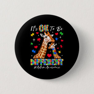 Anders zijn is oké autism awareness giraffe puzzel ronde button 5,7 cm