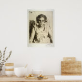 anders zorn , portret van een meisje , etching poster (Keuken)