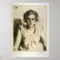 anders zorn , portret van een meisje , etching