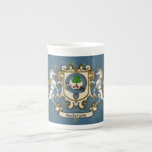 Anderson Clan Badge w. Unicorn Bone China Mok
