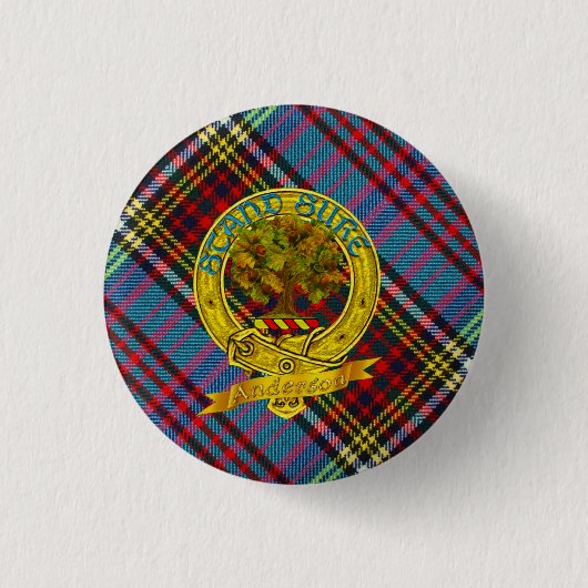 Anderson Clan Tartan & Motif Ronde Button 3,2 Cm (Voorkant)