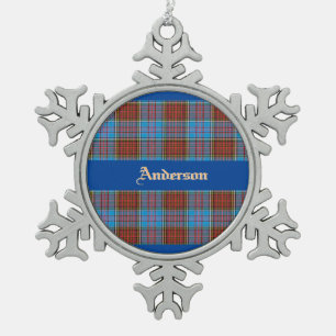 Anderson Family Crest W/Anderson Tartan Tin Sneeuwvlok Ornament