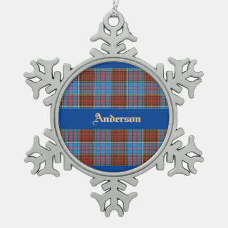 Anderson Family Crest W/Anderson Tartan Tin Sneeuwvlok Ornament