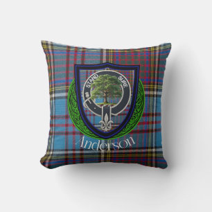 Anderson Schotse Clan Tartan en Crest Kussen