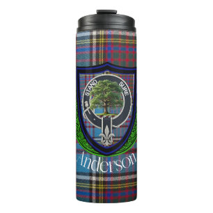 Anderson Schotse Clan Tartan en Crest Thermosbeker