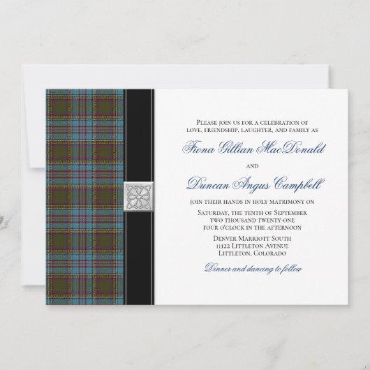 Anderson Tartan Wedding Invitation Kaart (Voorkant)