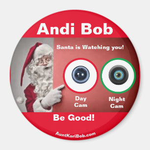 Andi Bob Santa kijkt naar Magnet Magneet