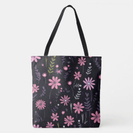Andi Folk Flowers Custom Design Canvas tas