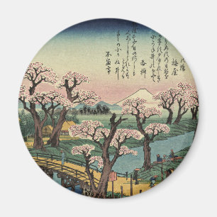 Ando Hiroshige - Evening Glow op Koganei Bridge Magneet