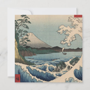 Ando Hiroshige - Zee in Satta in de provincie Suru Feestdagenkaart