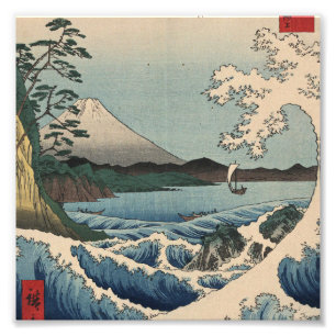Ando Hiroshige - Zee in Satta in de provincie Suru Foto Afdruk