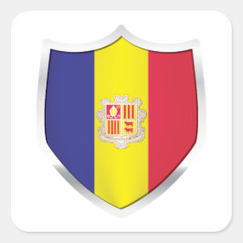 Andora Silver Shield Flag Vierkante Sticker