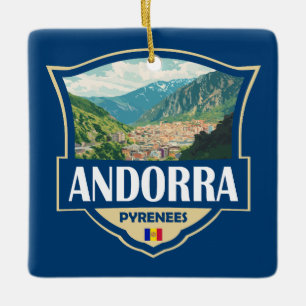 Andorra Illustratie Retro Badge Keramisch Ornament