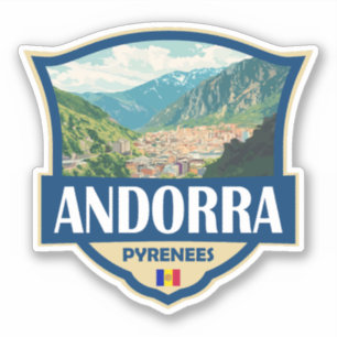 Andorra Illustratie Retro Badge Sticker