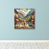 Andorra la Vella Bergstraat Canvas Afdruk (Insitu (Houten vloer))