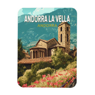 Andorra la Vella Travel Art Vintage Magneet
