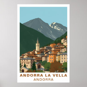 Andorra la Vella Vintage Reis Berg Kunst Poster