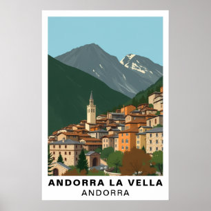 Andorra la Vella Vintage Reis Berg Kunst Poster
