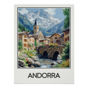 Andorra, pittoresk dorp perfect poster