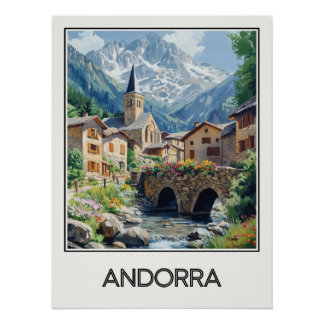 Andorra, pittoresk dorp perfect poster