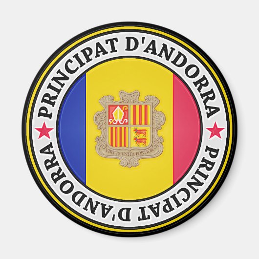 Andorra Round Emblem Magneet (Voorkant)