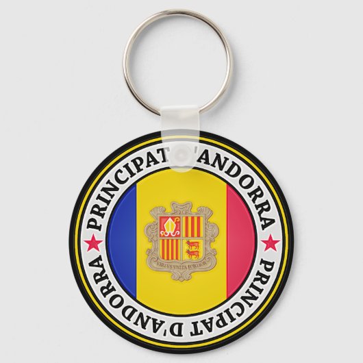 Andorra Round Emblem Sleutelhanger (Voorkant)
