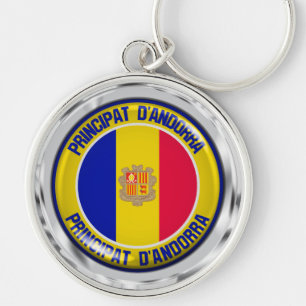 Andorra Round Emblem Sleutelhanger