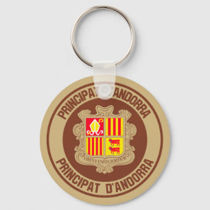 Andorra Round Emblem Sleutelhanger