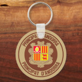 Andorra Round Emblem Sleutelhanger (Voorkant)