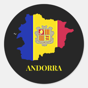 Andorra Silhouet, vlag, Ronde Sticker