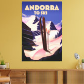 Andorra ski-poster. canvas afdruk (Insitu (Woonkamer))